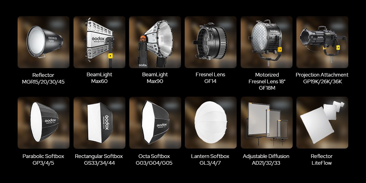 Godox KNOWLED G-mount light shaper and modifier ecosystem